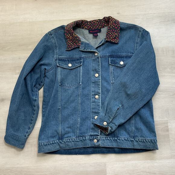 Denim and Co Womens Patchwork Denim Corduroy Jacket Large - Picture 2 of 11